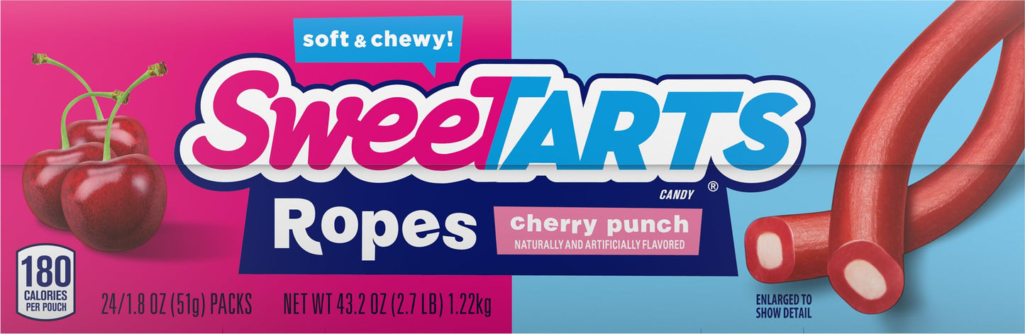 SweeTARTS Soft and Chewy Ropes, Cherry Punch Flavor, 1.8 Ounce Pouches (Pack of 48)