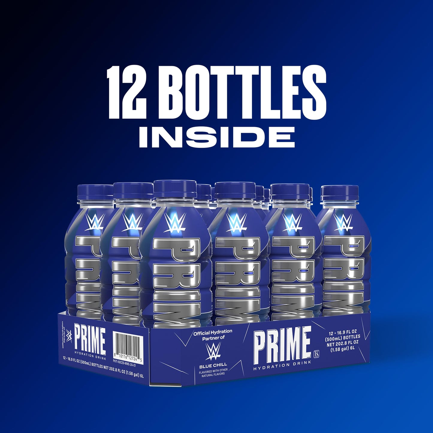 PRIME Hydration  WWE Sports Drinks  Electrolyte Enhanced for Replenishing Fluids  250mg BCAAs  B Vitamins  Antioxidants  Low Sugar  16.9 Fl Oz  12 Pack