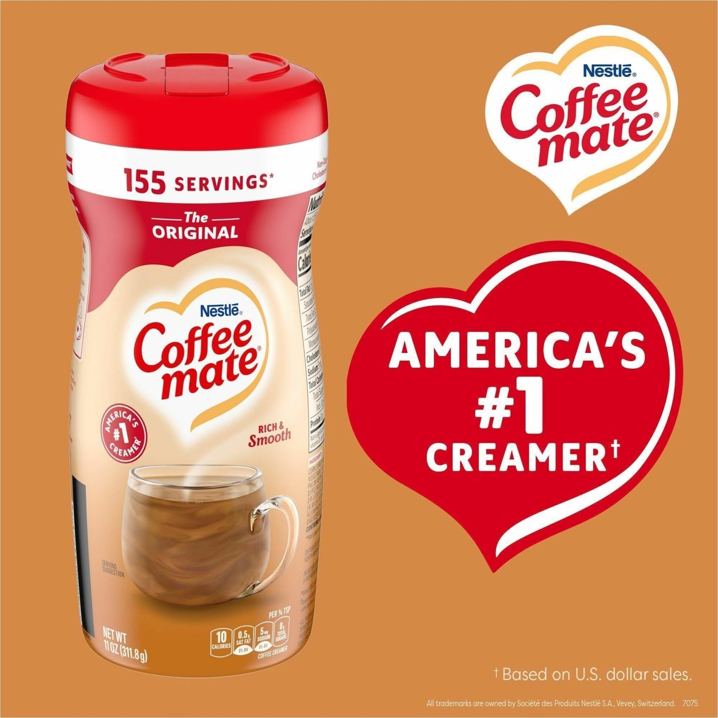 Coffee Mate Original Powdered Creamer Canister - Gluten-Free - Original Flavor - 11 Oz Canister - 12 / Carton - 1860 Serving