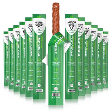 Mission Meats Beef Sticks - 100% Grass Fed & Pasture Raised, Zero Sugar, Gluten Free, Individually Wrapped Healthy Snacks, Whole