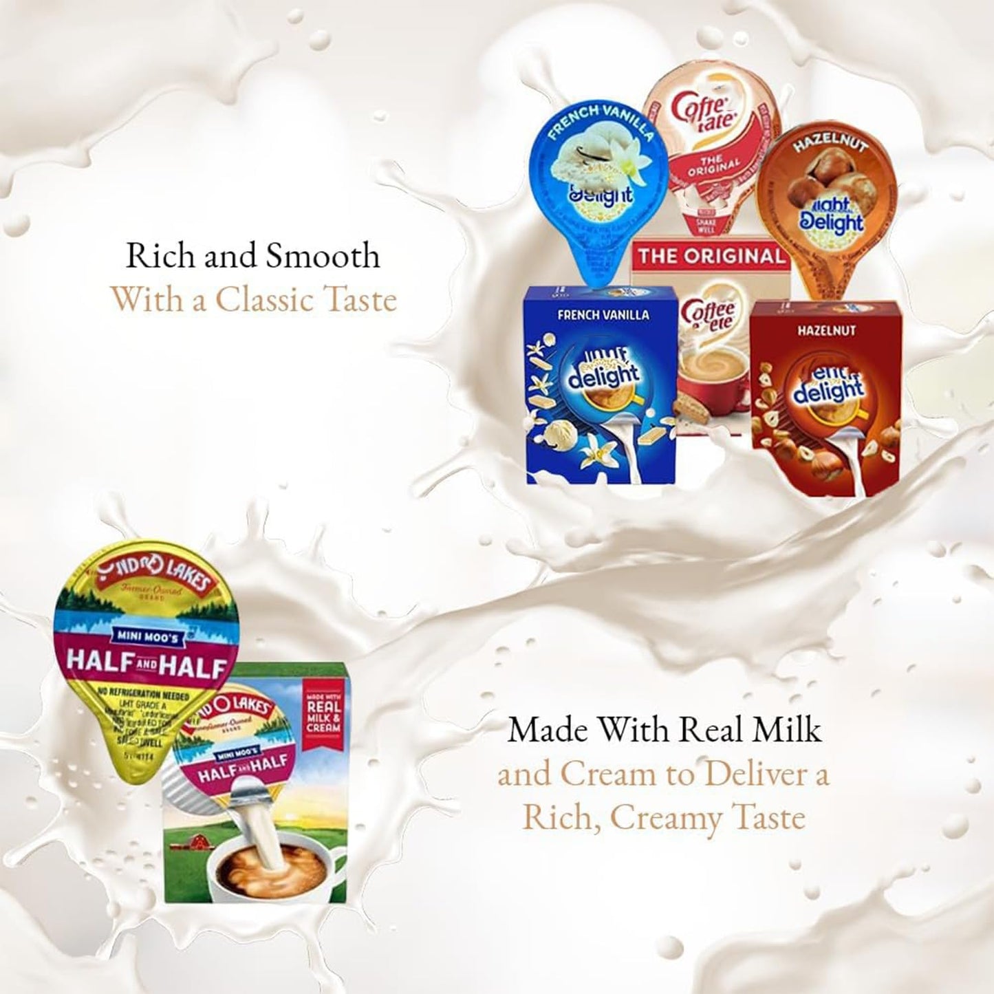 Coffee Creamer Singles Variety Pack Packaged By Bools, Dealight Creamer Singles Set, Delight Mini,Coffee Maete Original & Mini 4