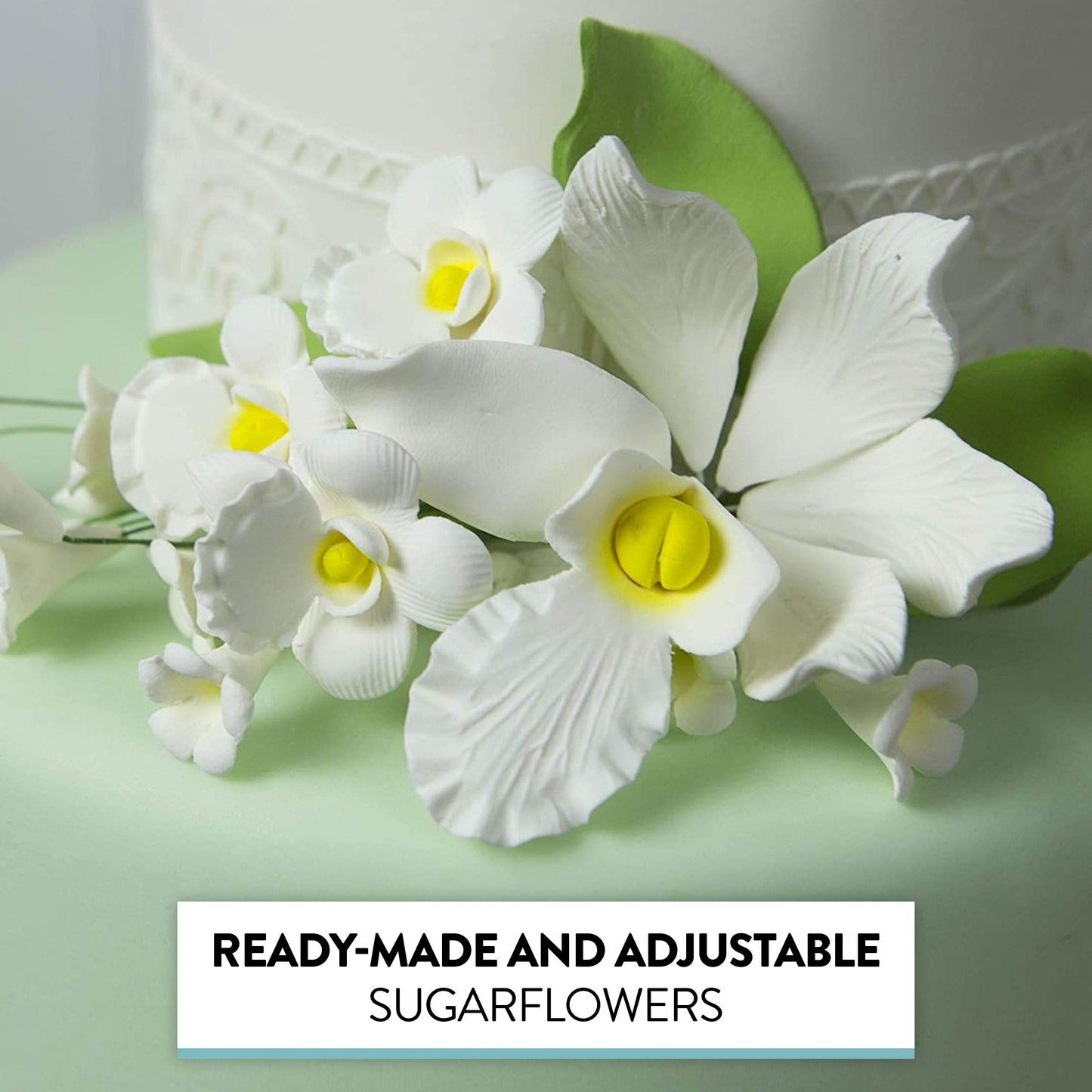 Global Sugar Art Cymbidium Orchid Sugar Cake Flowers Spray, White, 1 Count By Chef Alan Tetreault