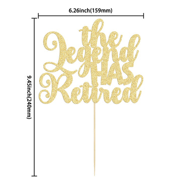Gyufise 1Pc The Legend Has Retired Cake Topper Glitter We Will Miss You Cake Pick Tension Pension Cake Decorations For Happy Ret