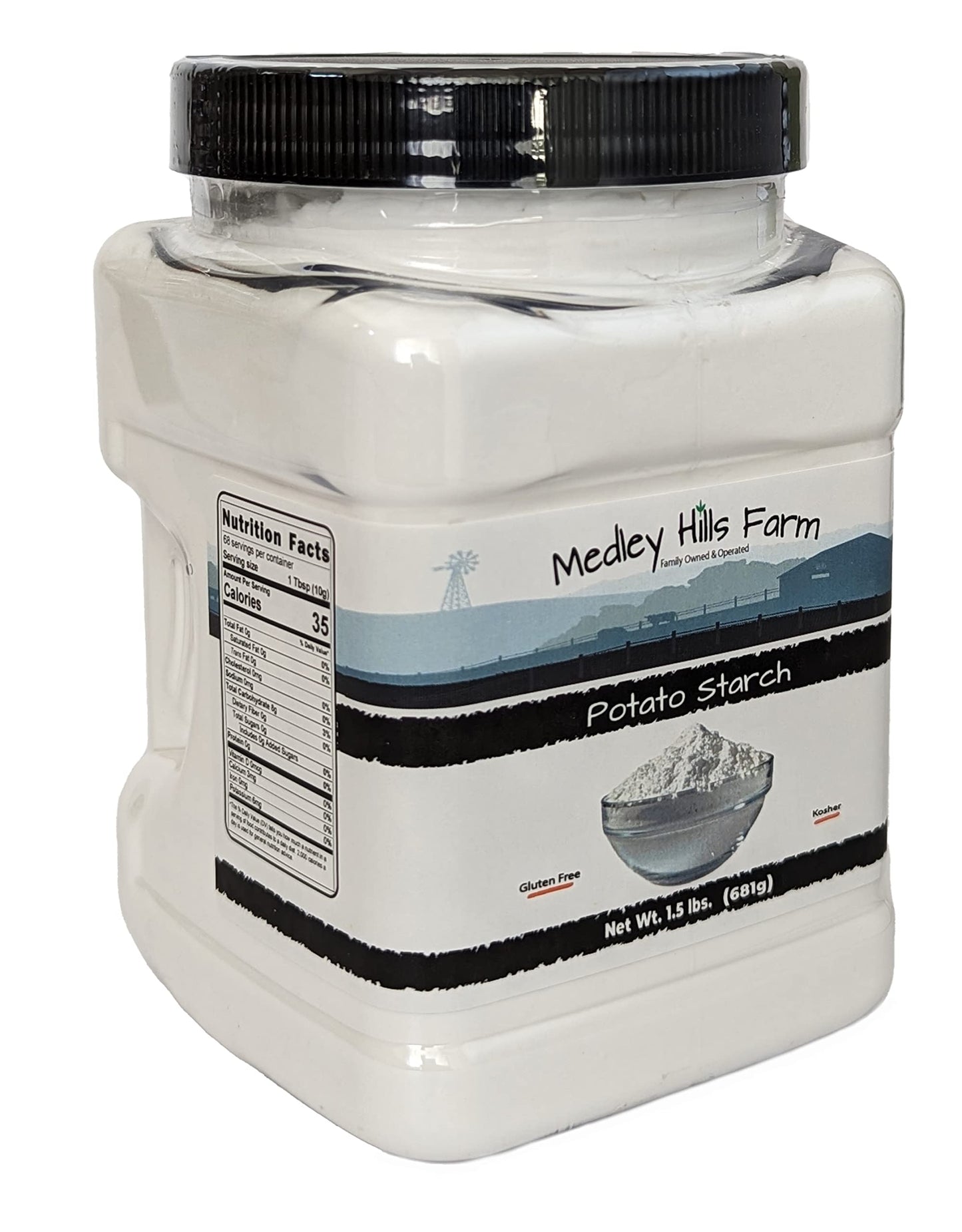 Potato Starch Gluten Free By Medley Hills Farm 1.5 Lbs. In Reusable Container - No Artificial Ingredients Or Preservatives, Grea
