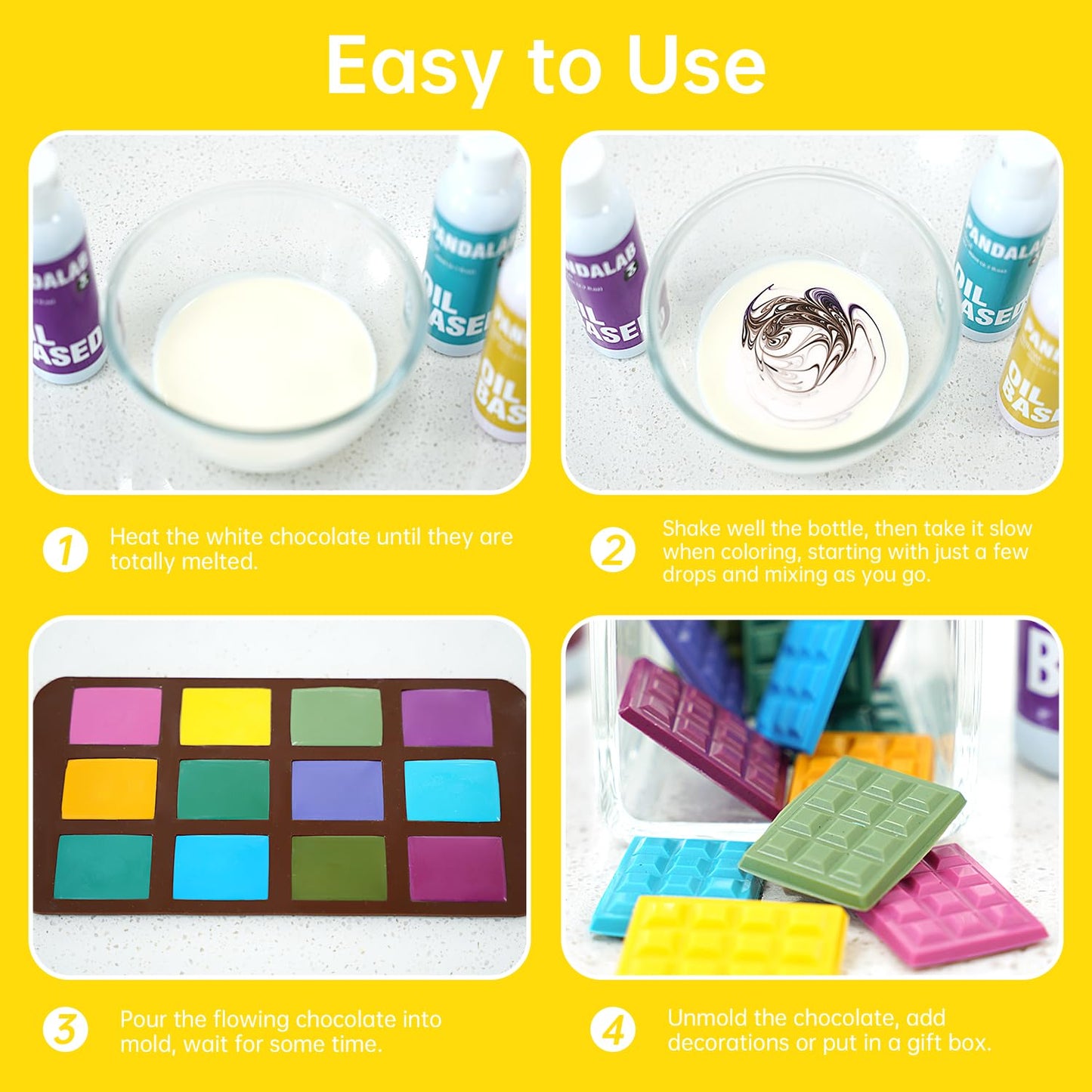 Yellow Oil Based Food Coloring For Chocolate, Candy Melts, Donuts, Strawberries, Frosting, Cake, Professional Edible Dye For Bak