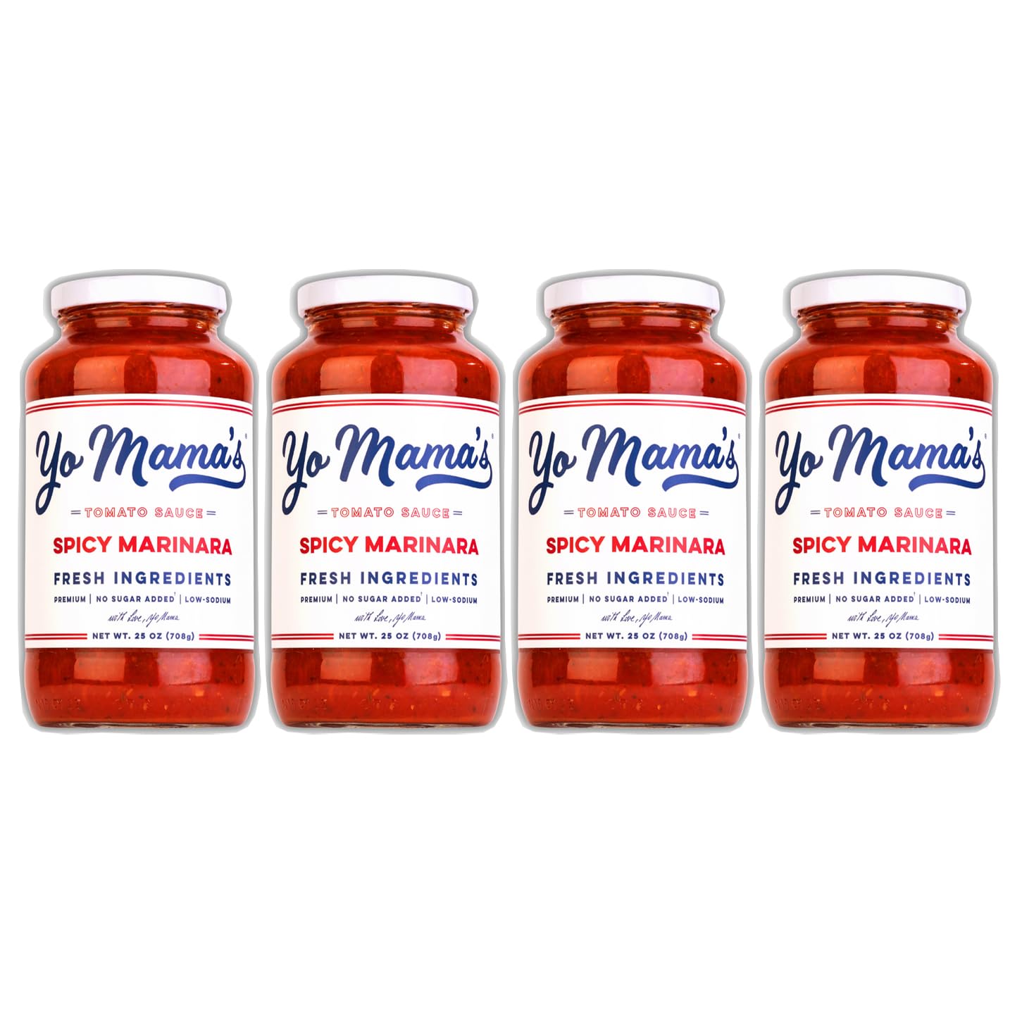 Yo Mamas Foods Keto Spicy Marinara Pasta Sauce, No Sugar Added, Low Carb, Gluten Free, 1.56 lb (Pack of 4)