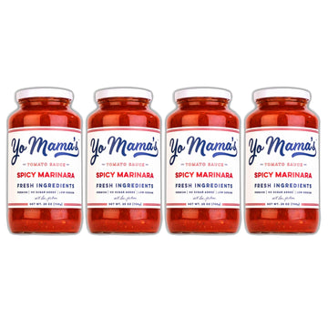 Yo Mamas Foods Keto Spicy Marinara Pasta Sauce, No Sugar Added, Low Carb, Gluten Free, 1.56 lb (Pack of 4)