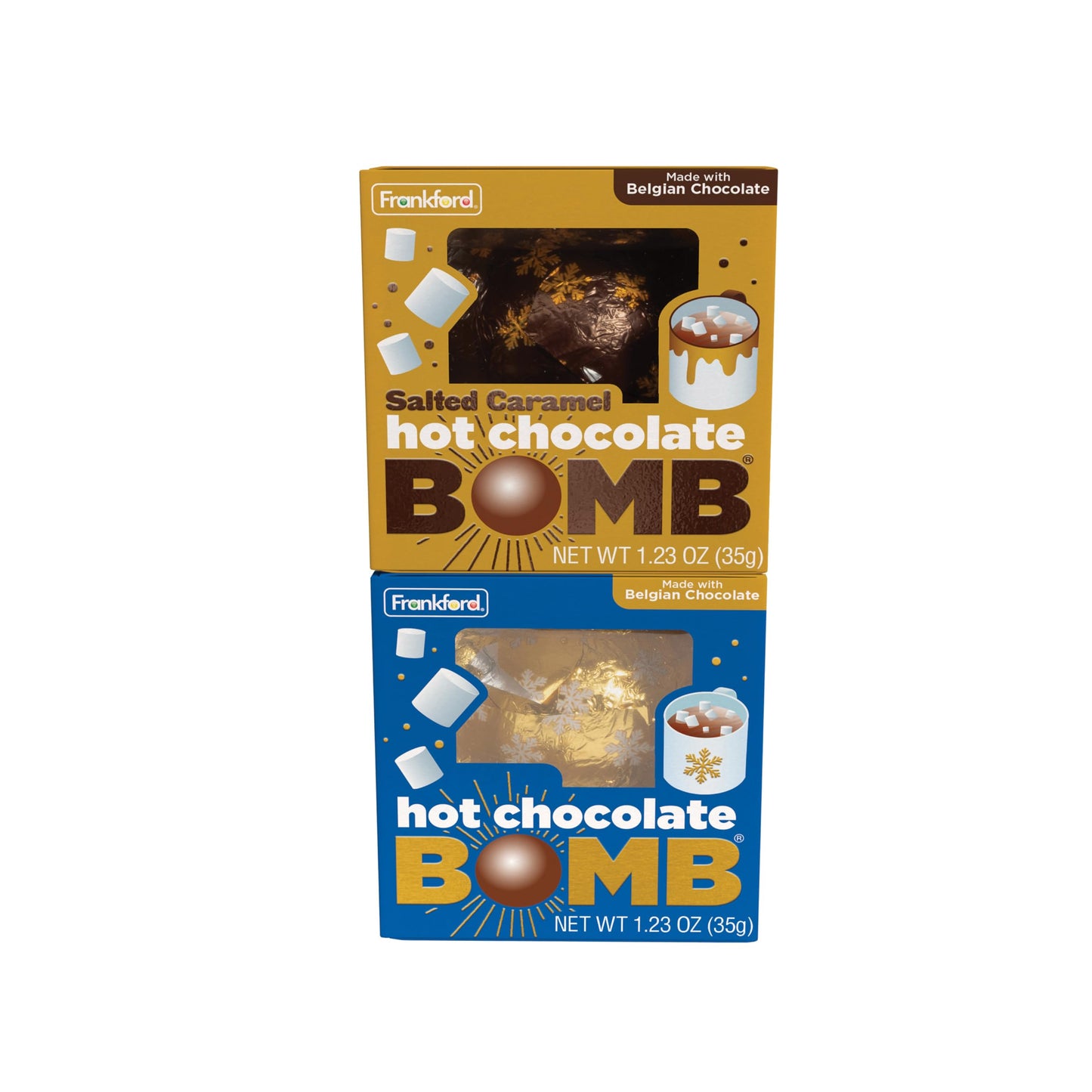Hot Chocolate   4 Pack, Flavors Include (1) Original Flavor Melting Ball, (1) Salted Caramel, (1) Double Chocolate, & (1) Peppermint Hot Cocoa Gift By Frankford Candy