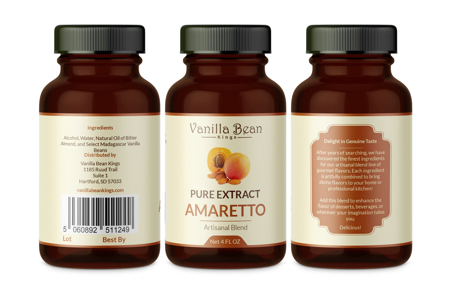 Pure Amaretto Extract For Baking And Flavoring - 4 Oz - Premium Quality Natural Flavors For Baked Goods, Desserts, & Cooking