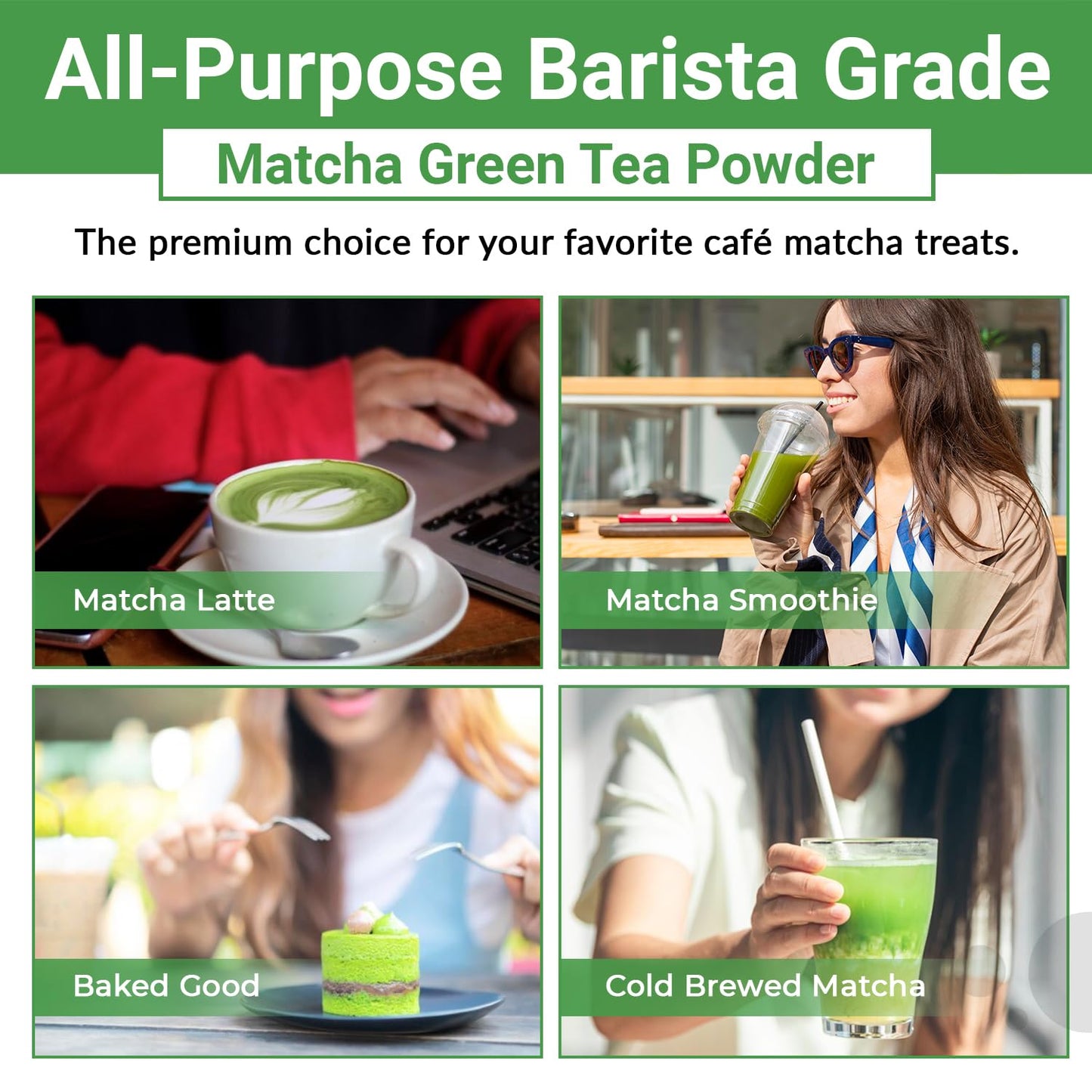 Matcha Moon Organic Barista Grade Matcha Powder for Lattes, Smoothies & Baking - 100g, Green Tea, 3.5 Ounce