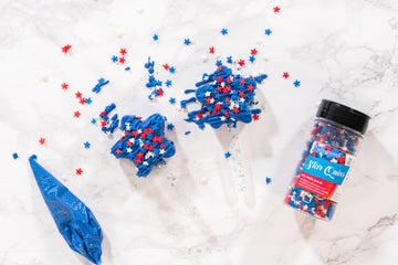 Bakerpan July 4Th Sprinkles For Cake Decorating - Star Confetti 4 Ounces - Independence Day Red, White & Blue Edible Confetti Sp
