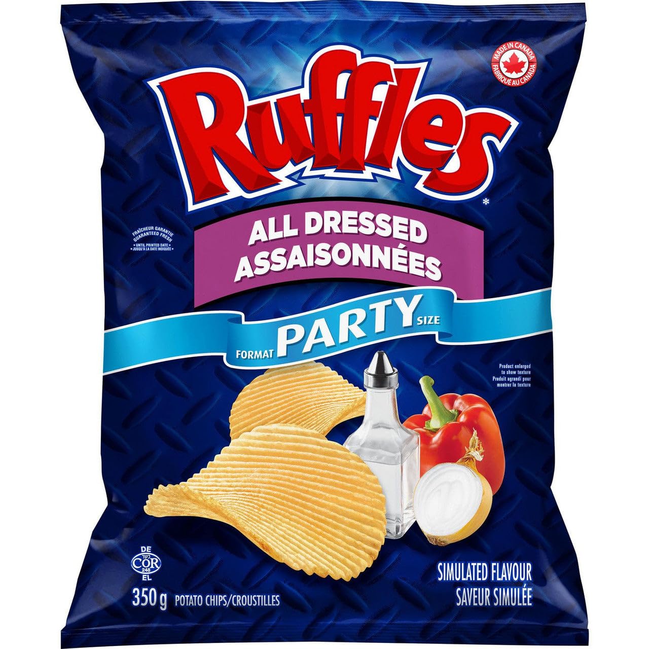 Ruffles All Dressed Potato Chips, Party Size, 350g (12.3 oz), Imported from Canada