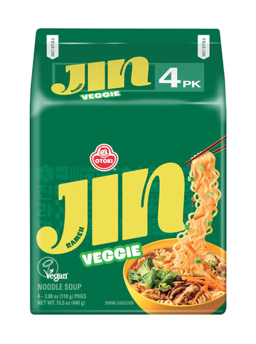 Otoki Jin Ramen Veggie (4 Pack)  Authentic Korean Instant Vegetable Ramen Soup For Vegeterian  Genuine Korean Style Instant Vegan Noodle  Savory & Rich  Quick & Easy Meal 4.23Oz X 4 Pack