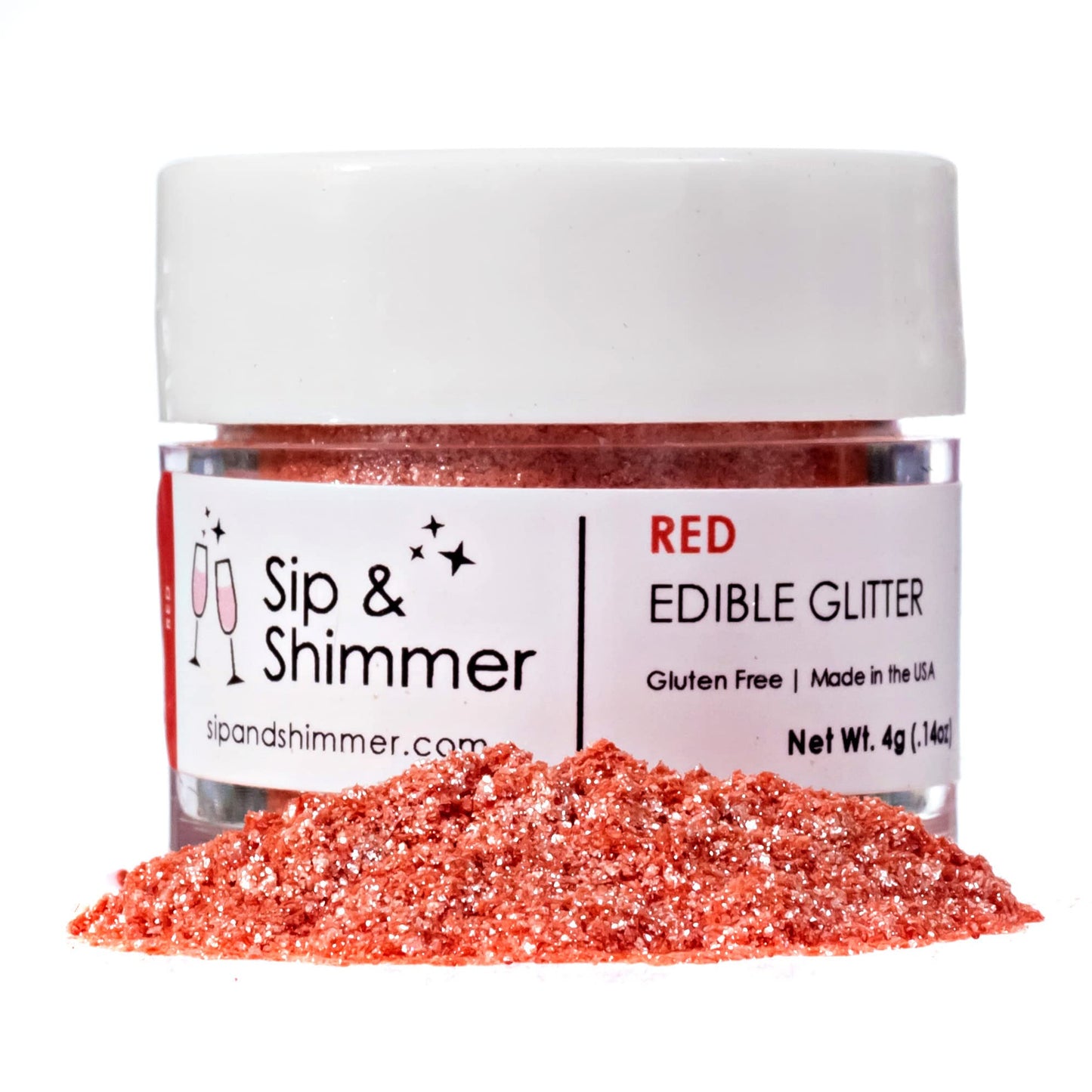 Sip And Shimmer Edible Glitter For Drinks – Drink Glitter For Cocktails, Wine, Champagne, Beverages – Food-Grade Cocktail Glitter Made In Usa – Kosher, Nut-Free, Gluten-Free – Red Drink Glitter