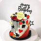Black Red Gold White Ball Cake Toppers Set, Acrylic Birthday Cake Toppers Star Cake Toppers Mirror Cupcake Topper Ball Shaped Ca