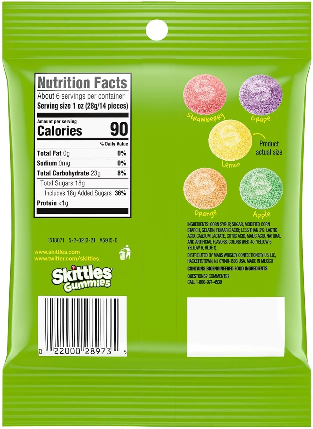Skittls Sour Gummy Candy 5.8Oz Peg Bag (3 Pack) - 17.4 Oz Total