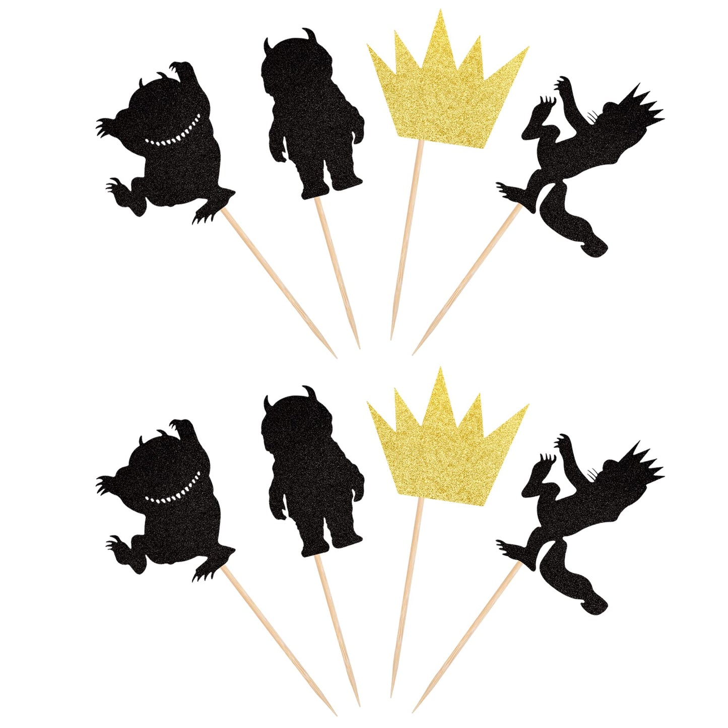 24 Pcs Glitter Where The Wild Things Are Inspired Cupcake Toppers Wild One Crown Cupcake Picks Baby Shower Kids Birthday Party C