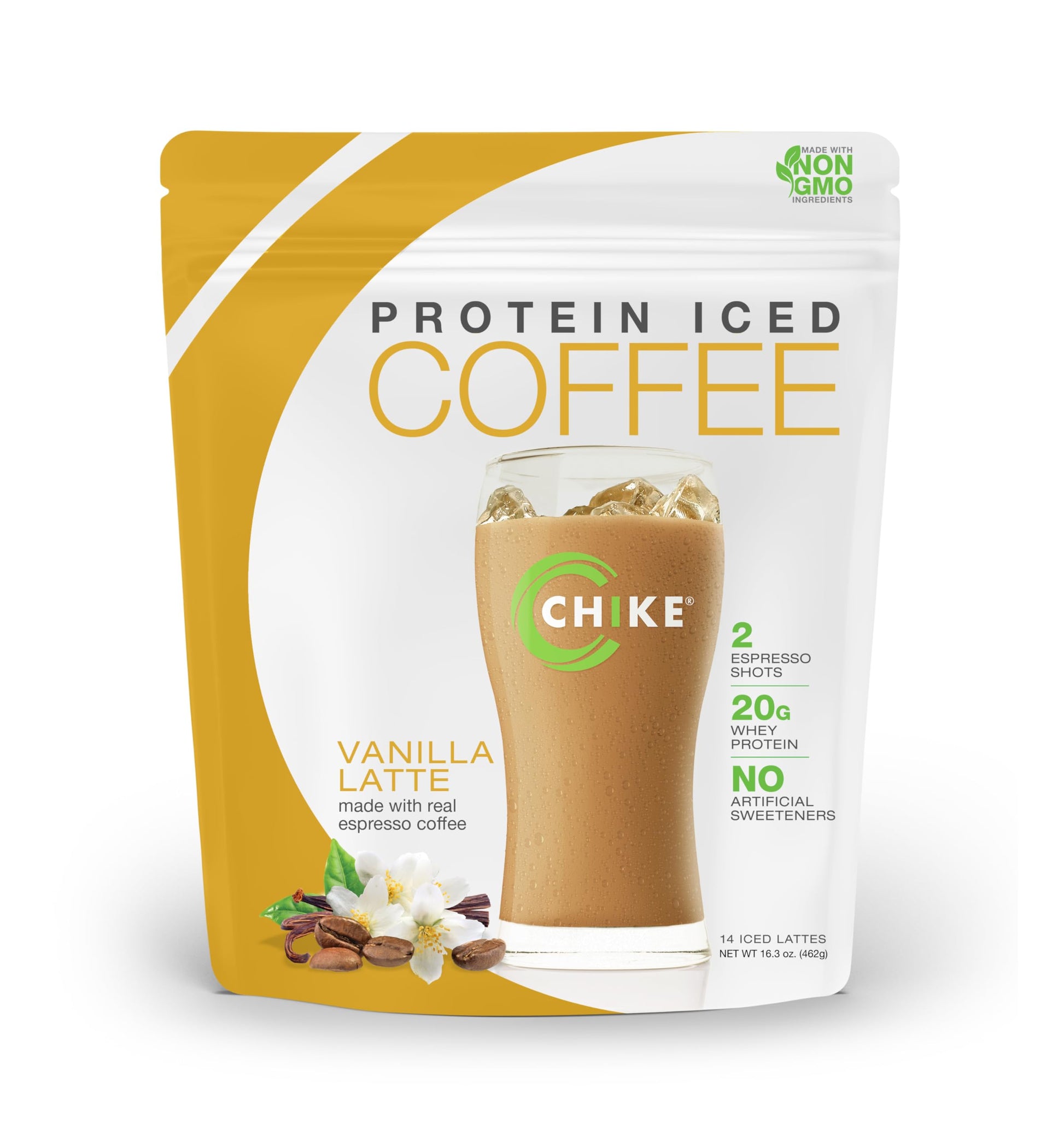 CHIKE Natural Vanilla Latte Iced Coffee, 20g Protein, 3g Sugar, Keto Friendly, 14 Servings, 16.3 Ounce