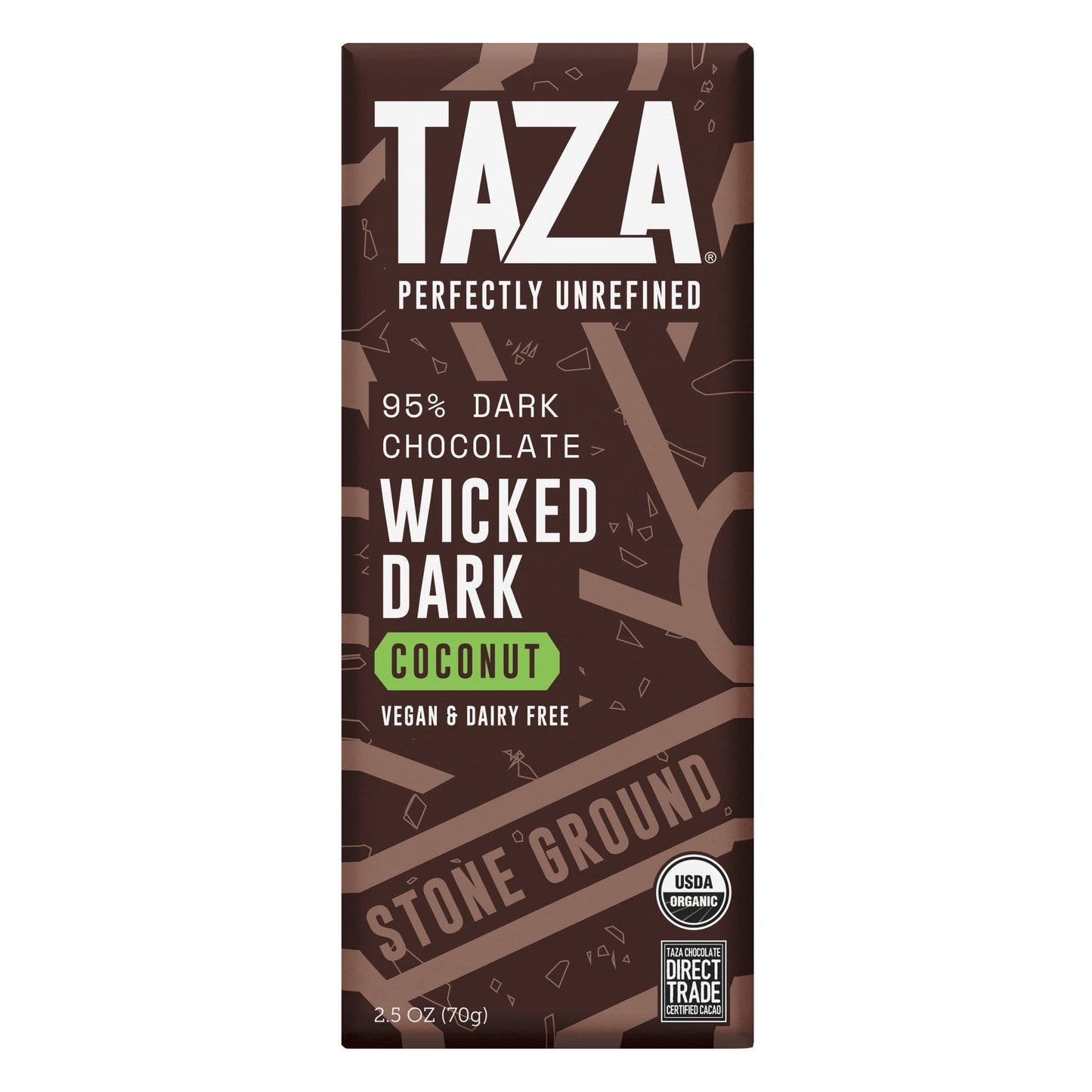 Taza Chocolate Organic Amaze Bar 95% Stone Ground, Wicked Dark with Toasted Coconut, 2.5 Ounce (10 count)