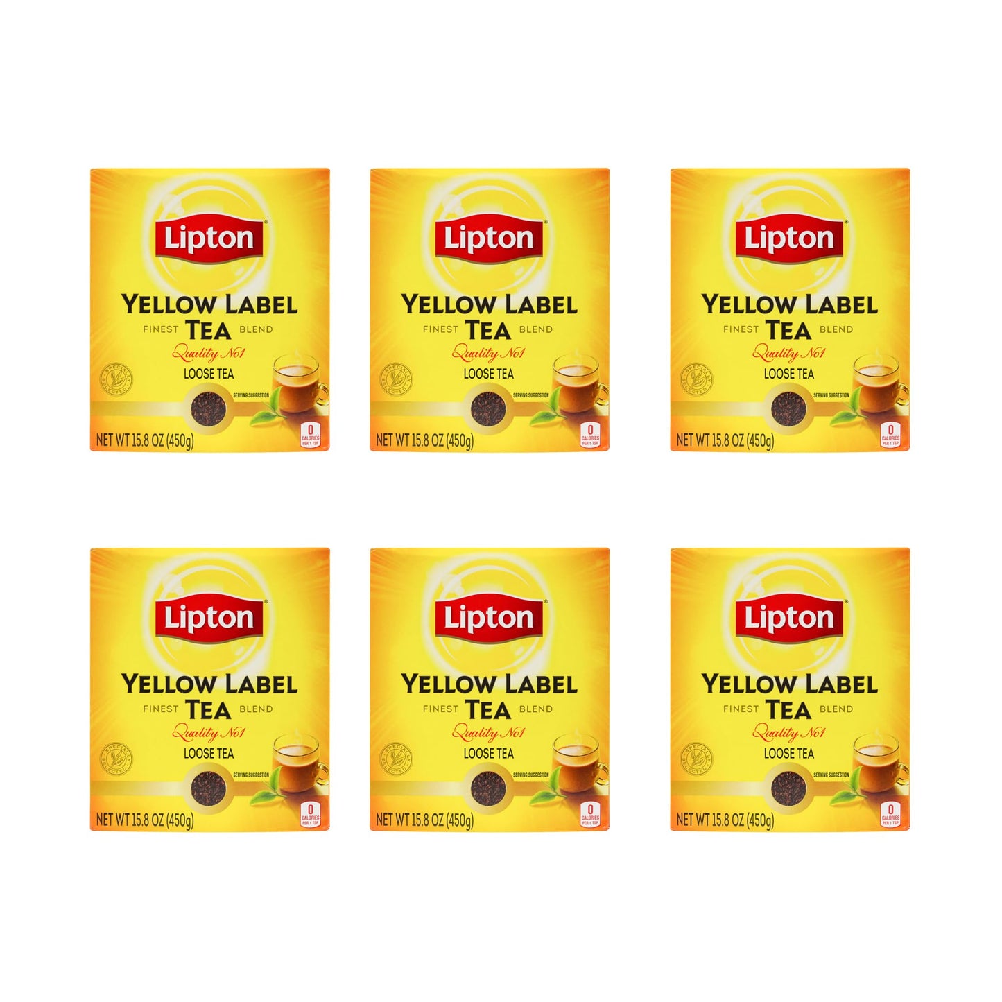 Yellow Label Black Tea | International Blend | Loose Tea | enhanced Tea | Compatible for Everyday Use | Suitable for Chai Lovers | 450 Grams (Pack of 6)