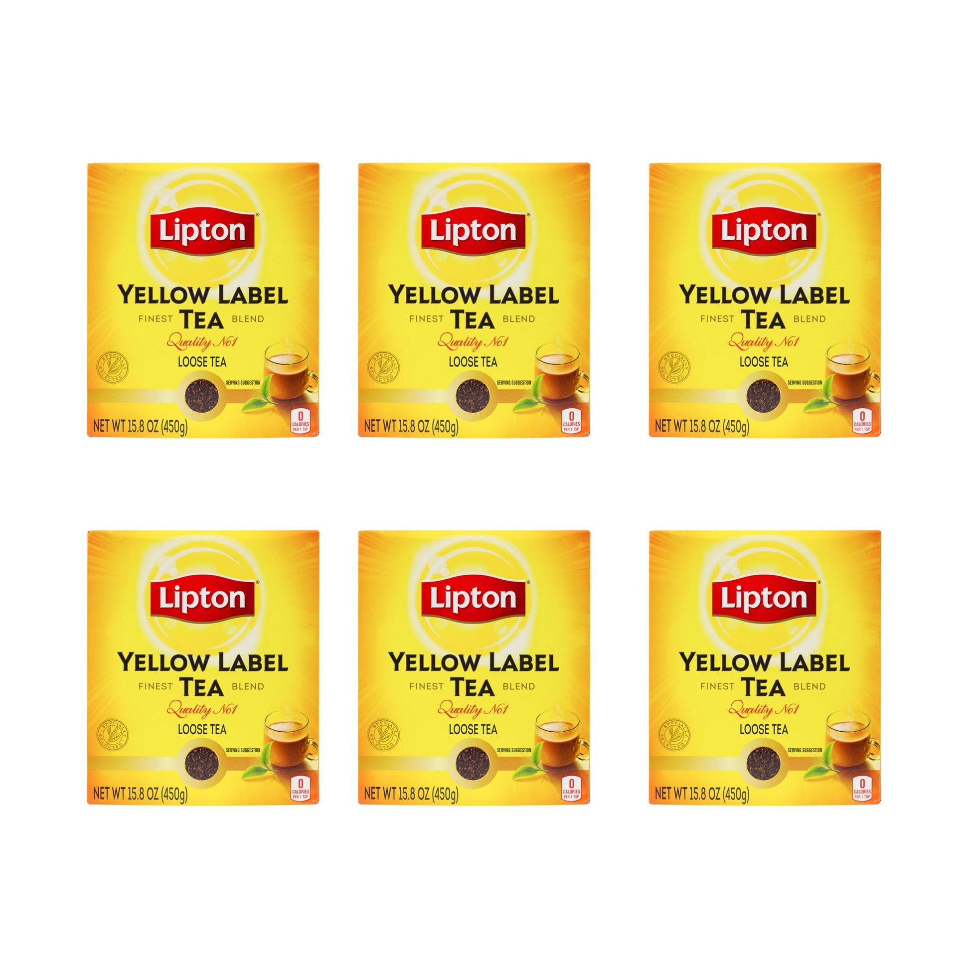 Yellow Label Black Tea | International Blend | Loose Tea | enhanced Tea | Compatible for Everyday Use | Suitable for Chai Lovers | 450 Grams (Pack of 6)