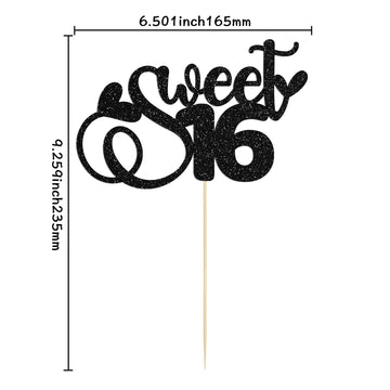 1Pc Sweet Teenager 16 Cake Topper Glitter 16Th Birthday Cake Pick For Cheers To 16 Years Old 16Th Birthday Party Cake Decoration