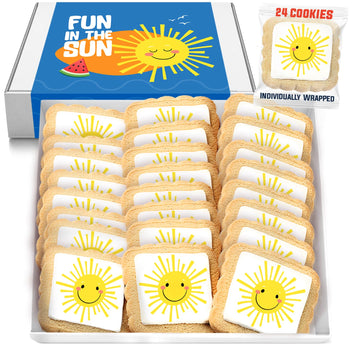 Sun Cookies Beach Party Pool Favors Individually Wrapped Sun Them | 24 Pack Bulk for Kids Birthday Party Sugar Cookie