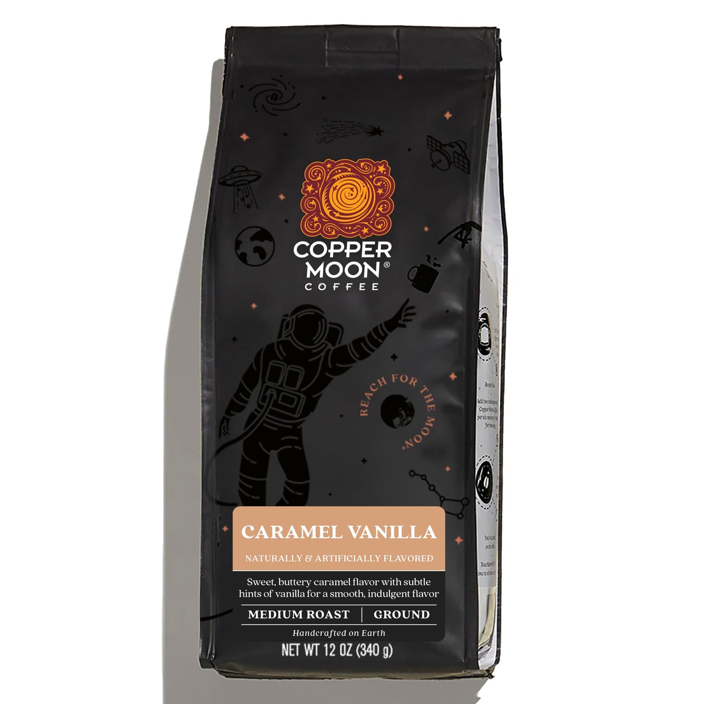Copper Moon Medium Roast Ground Coffee  Caramel Vanilla Blend  12 Ounce Bag