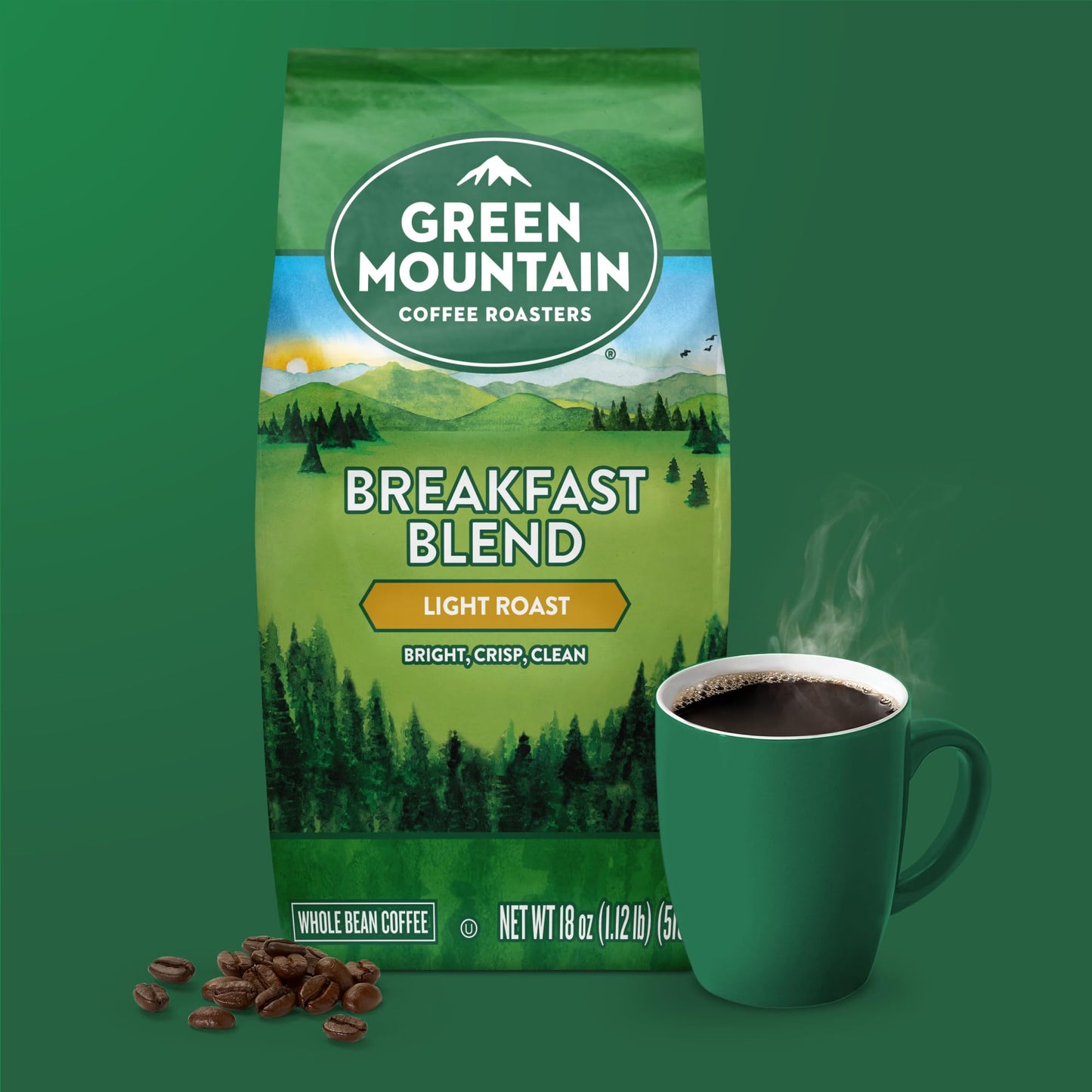Green Mountain Coffee Roasters Breakfast Blend, Whole Bean Coffee, Bagged 18 Oz