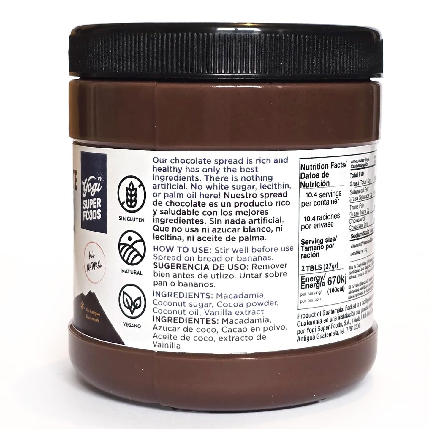 Yogi Super Foods Chocolate Spread, Keto Chocolate Dessert, Low Carb, Keto Friendly, Vegan Healthy Chocolate Spread, Keto Sweets,