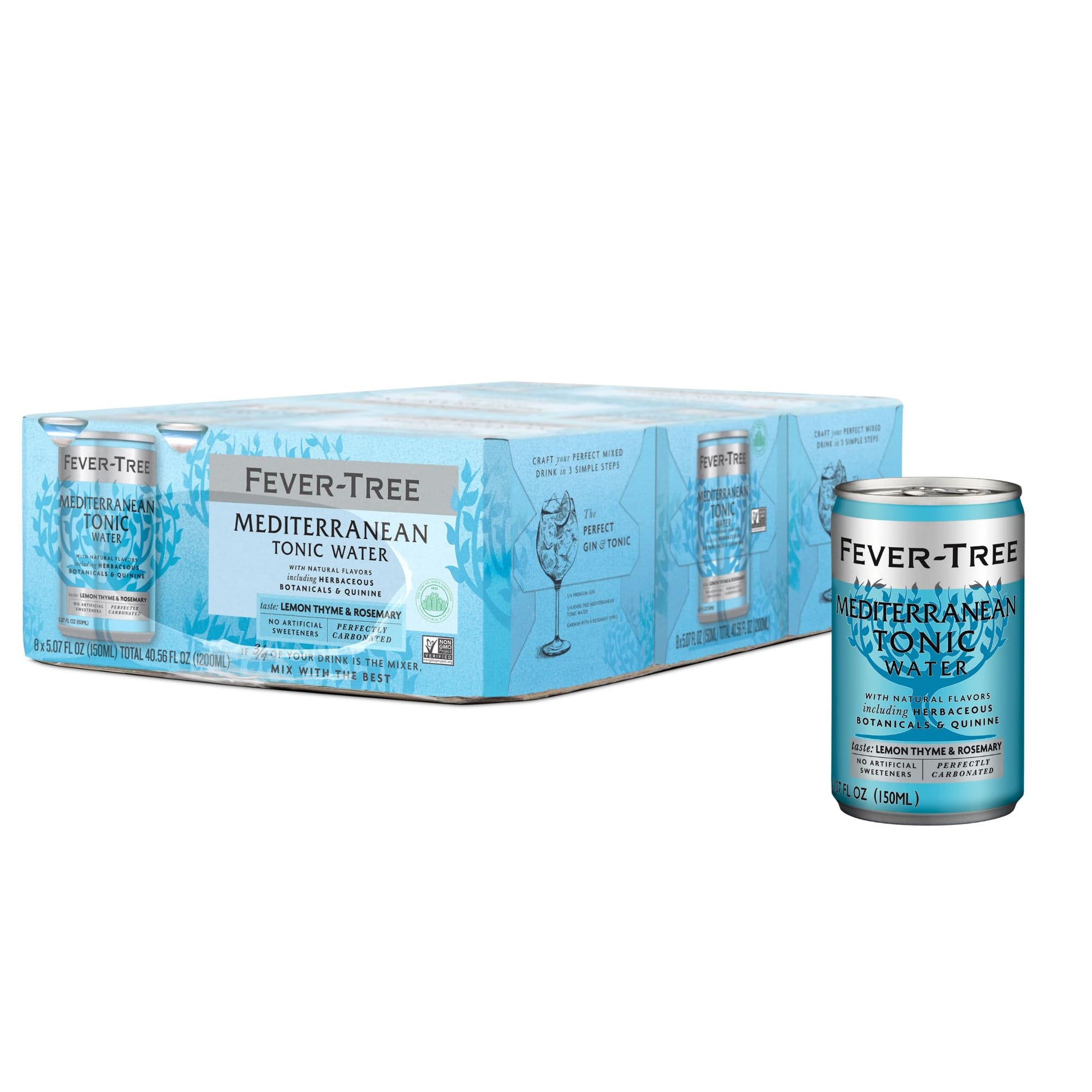 Fever-Tree Mediterranean Tonic Water - Premium Mixer - Naturally Sourced - 5.07 Fl Oz Cans - Pack of 24