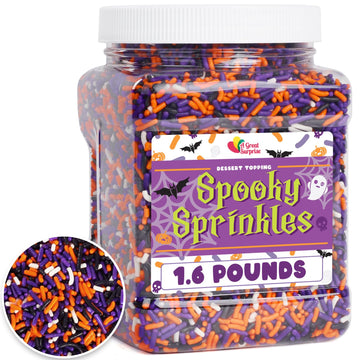 Halloween Sprinkles - Bulk Sprinkles - 1.6 Lb - Orange, Black, Purple And White Jimmies