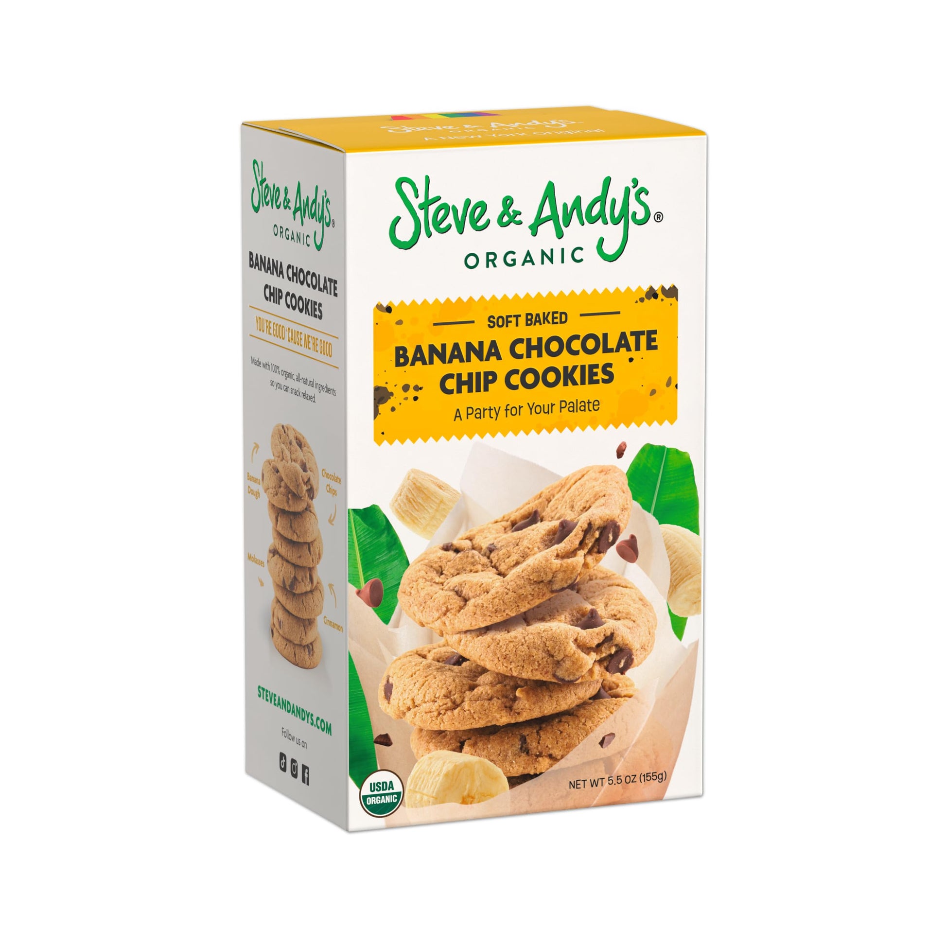 Vegan, Organic and Gluten Free Soft-Baked Banana Chocolate Chip Cookies by Steve & Andys, Non-GMO, Dairy Free, 5.5 oz (Pack of 1