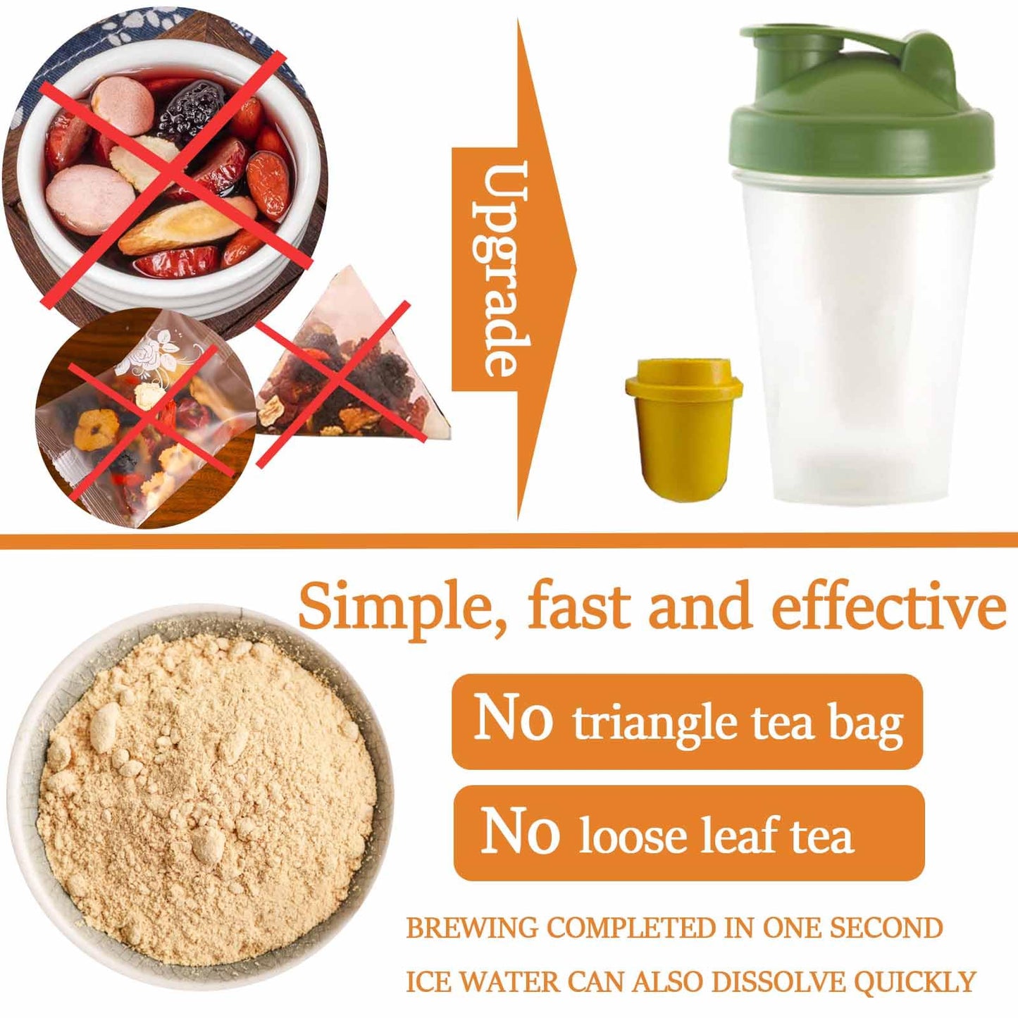 Energy Tea Immune Booster Ginseng Tea, Ginseng Oolong Tea With Sports Water Bottle, Natural Ingredients, Boosts Energy, 3-Second