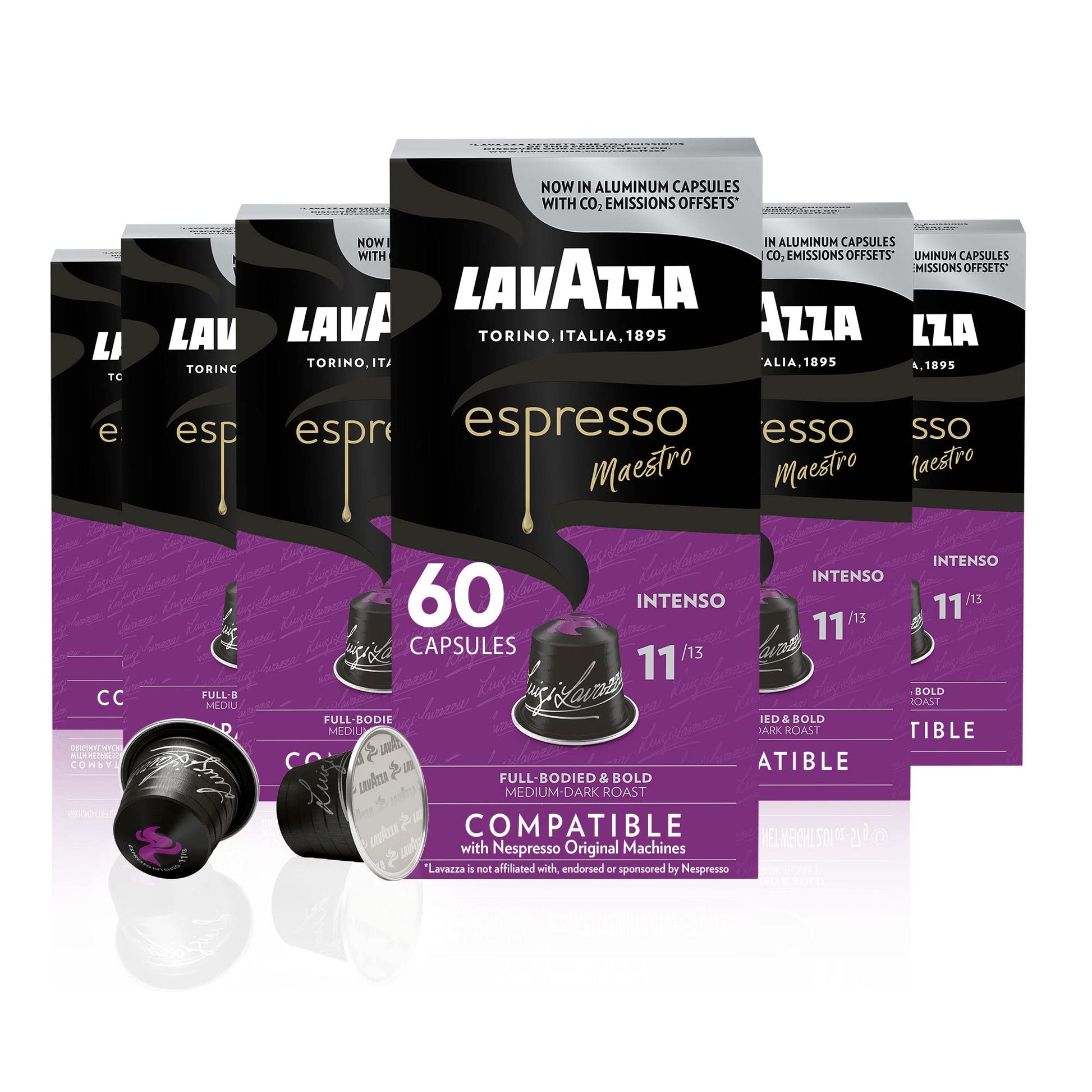 Lavazza Espresso Maestro Intenso Capsules for Nespresso Original, Medium-Dark Roast, 60 Count, Aluminum, Model 041953003953