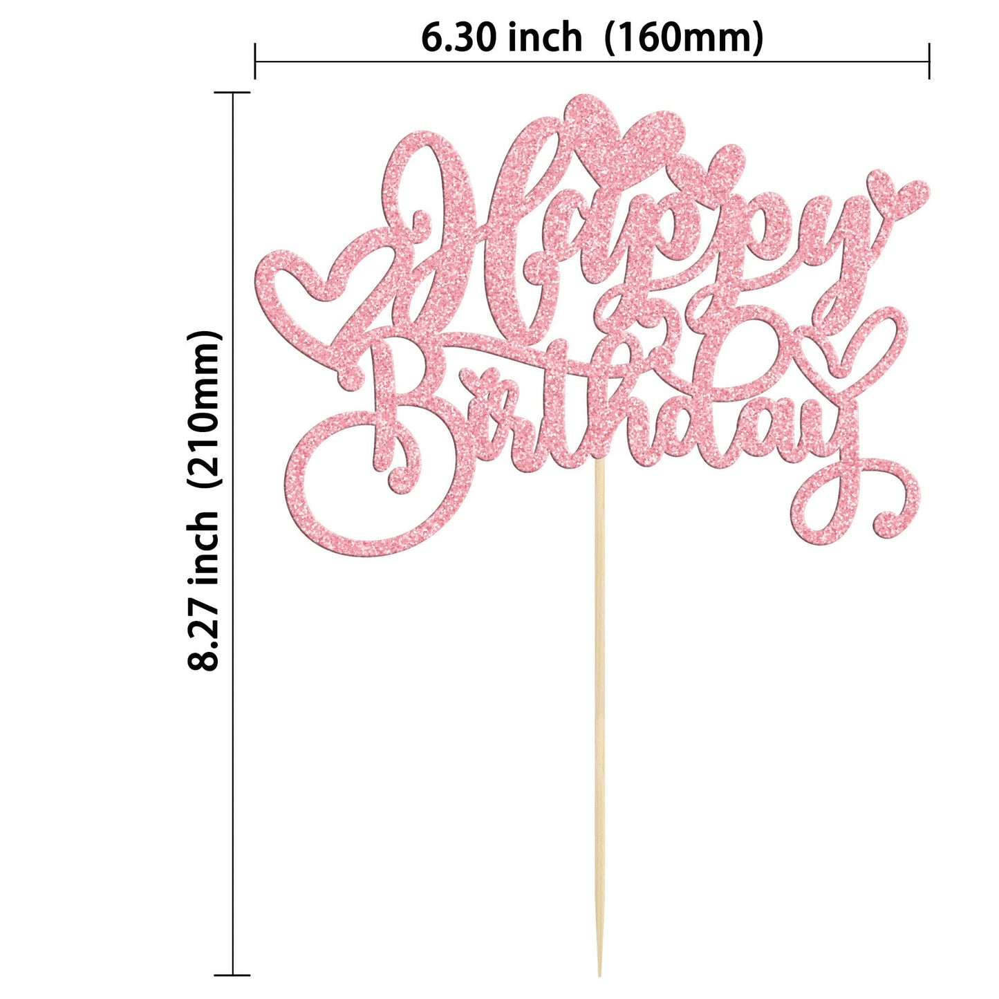 Gyufise 1Pc Happy Birthday Cake Topper With Love Heart Glitter Valentine'S Day Cake Picks Love Theme Baby Shower Kids Birthday P