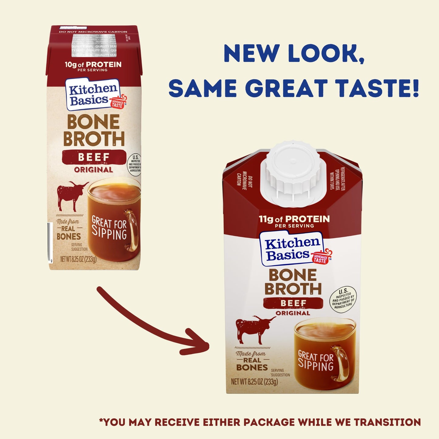 Kitchen Basics Beef Bone Broth, 8.25 oz Carton, Pack of 12, Original Flavor