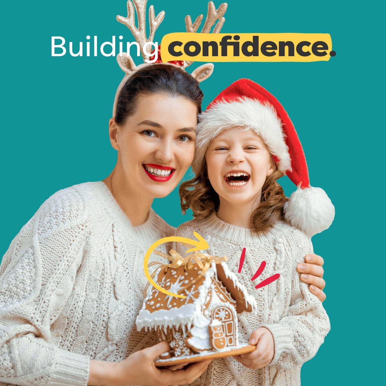 Baketivity Gingerbread House Kit - Bake and Build Edible Gingerbread House - Kids Baking Set with Premeasured Ingredients