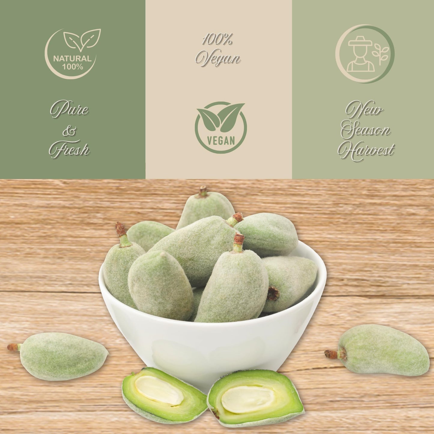 Unripe Fresh Green Almonds - Cagla Badem | Crunchy, Juicy, Seasonal Spring Snack | All Natural, No Additives, Farm Fresh, Hand-P