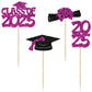 Ephlyn Graduation Cupcake Toppers, 36Pcs Glitter Class of 2025, Purple Graduation Cap & Diploma Picks for Party Decorations