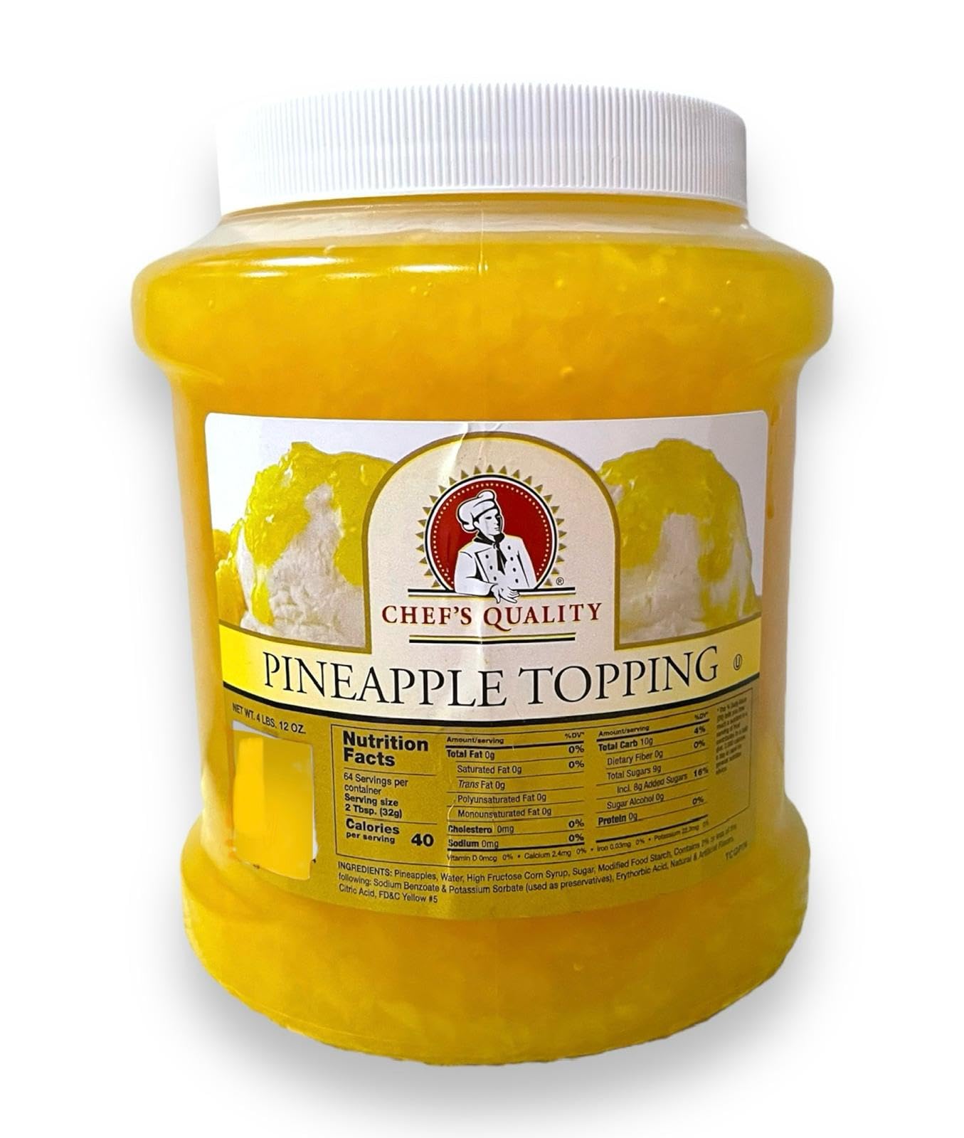 Chefs Quality Pineapple Ice Cream Topping 5 Pounds, Yellow, 1 Count