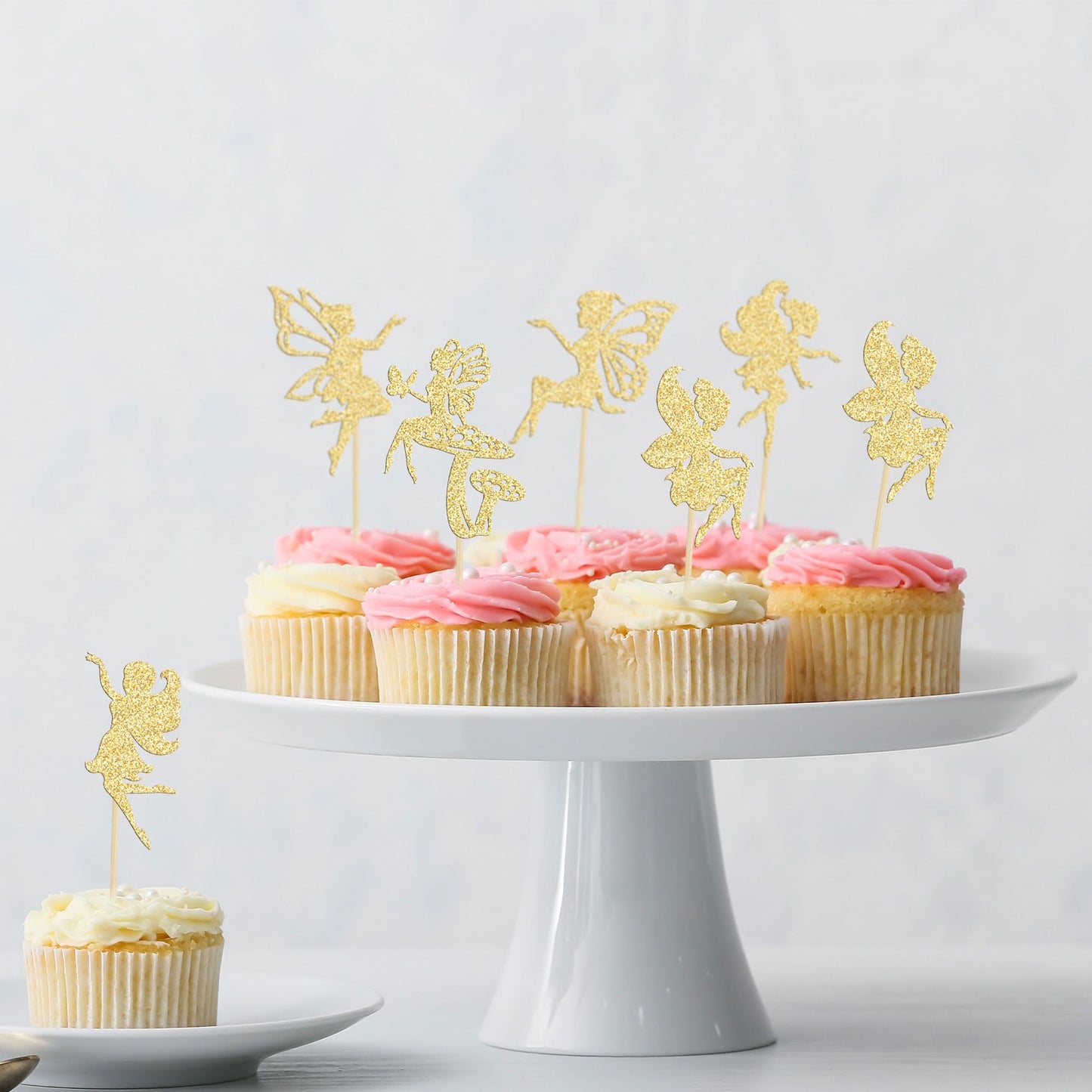 Gyufise 24Pcs Fairy Cupcake Toppers Glitter Ballet Dancer Flower Angel Fairy Cupcake Picks Decoration For Wedding Bridal Shower