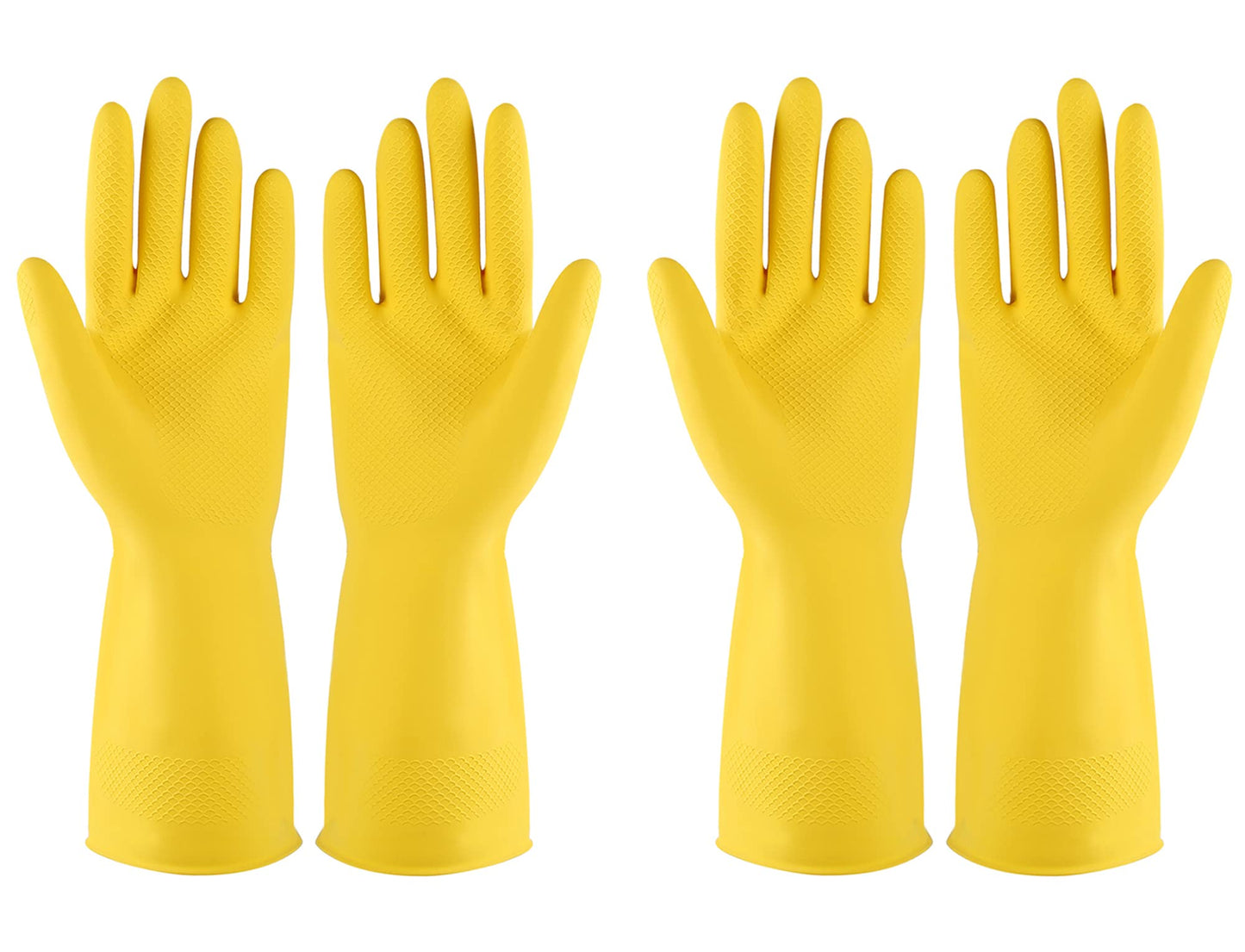 Rubber Gloves Dishwashing 2 Pairs For Kitchen,Cleaning Gloves For Household Reuseable.(Small,Yellow)