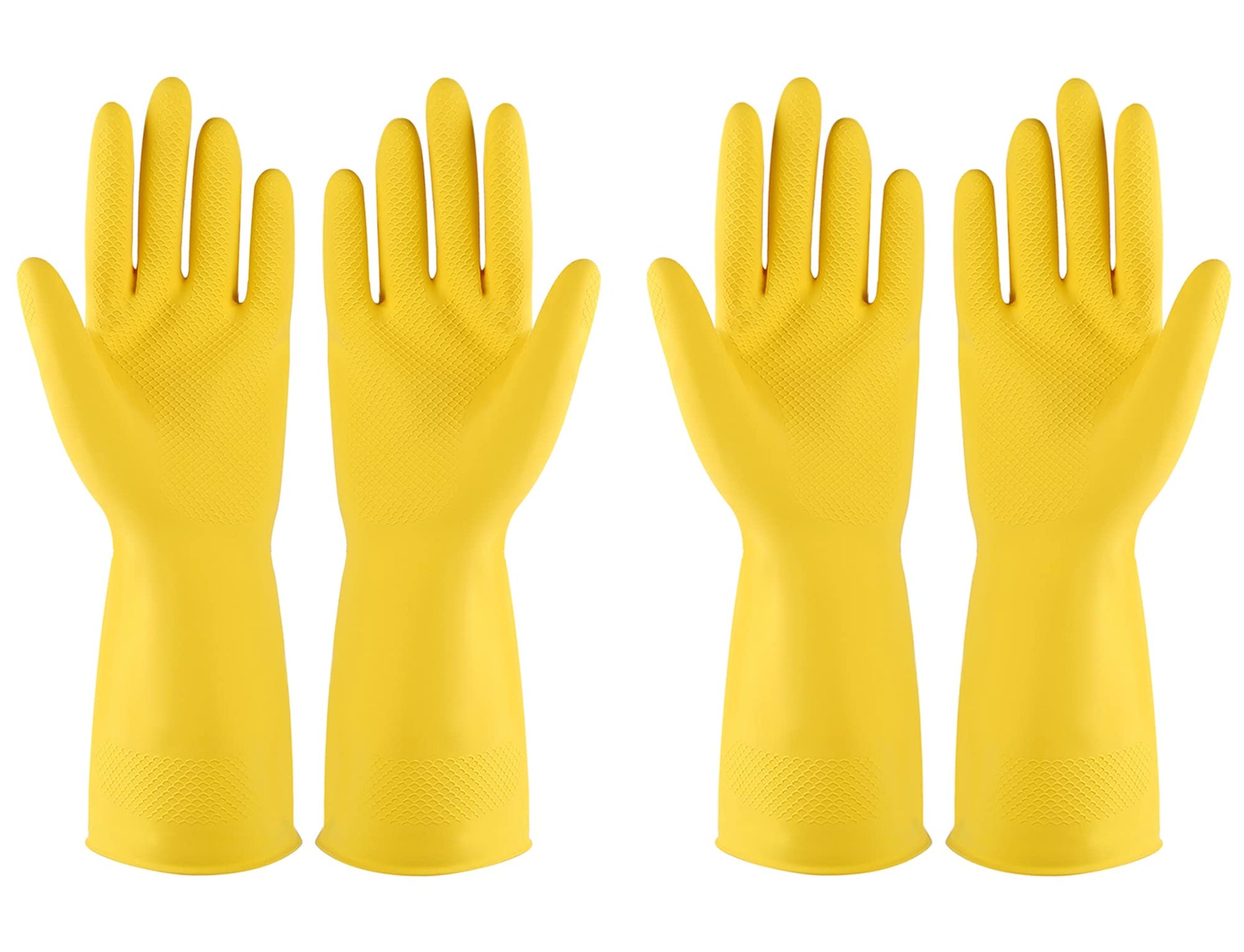Rubber Gloves Dishwashing 2 Pairs For Kitchen,Cleaning Gloves For Household Reuseable.(Small,Yellow)