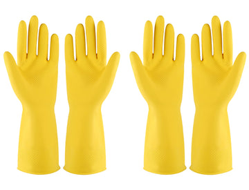 Rubber Gloves Dishwashing 2 Pairs For Kitchen,Cleaning Gloves For Household Reuseable.(Small,Yellow)