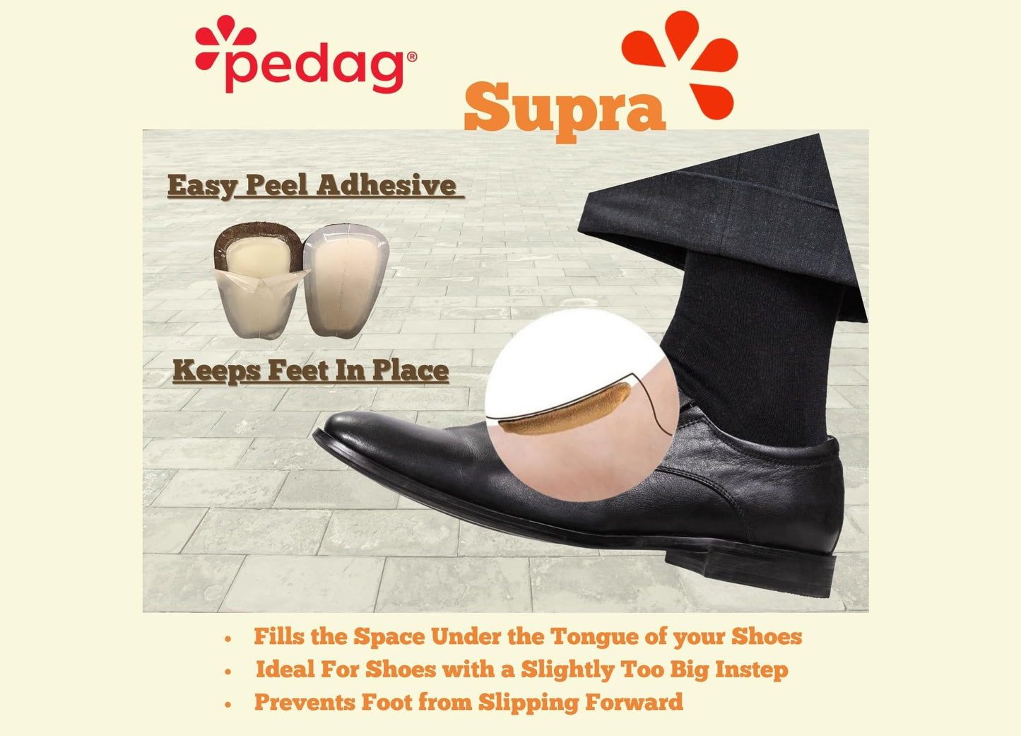 Pedag Supra  German Handmade Shoe Tongue Pads  Soft Suede Leather And Memory Foam Shoe Padding  Solves Loose Shoes Problem  1 Pa