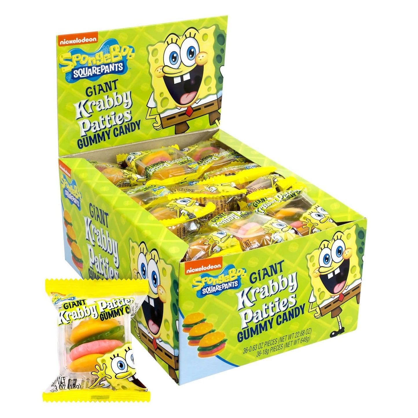 Spongebob Squarepants Giant Krabby Patties Gummy Candy (Pack of 36)