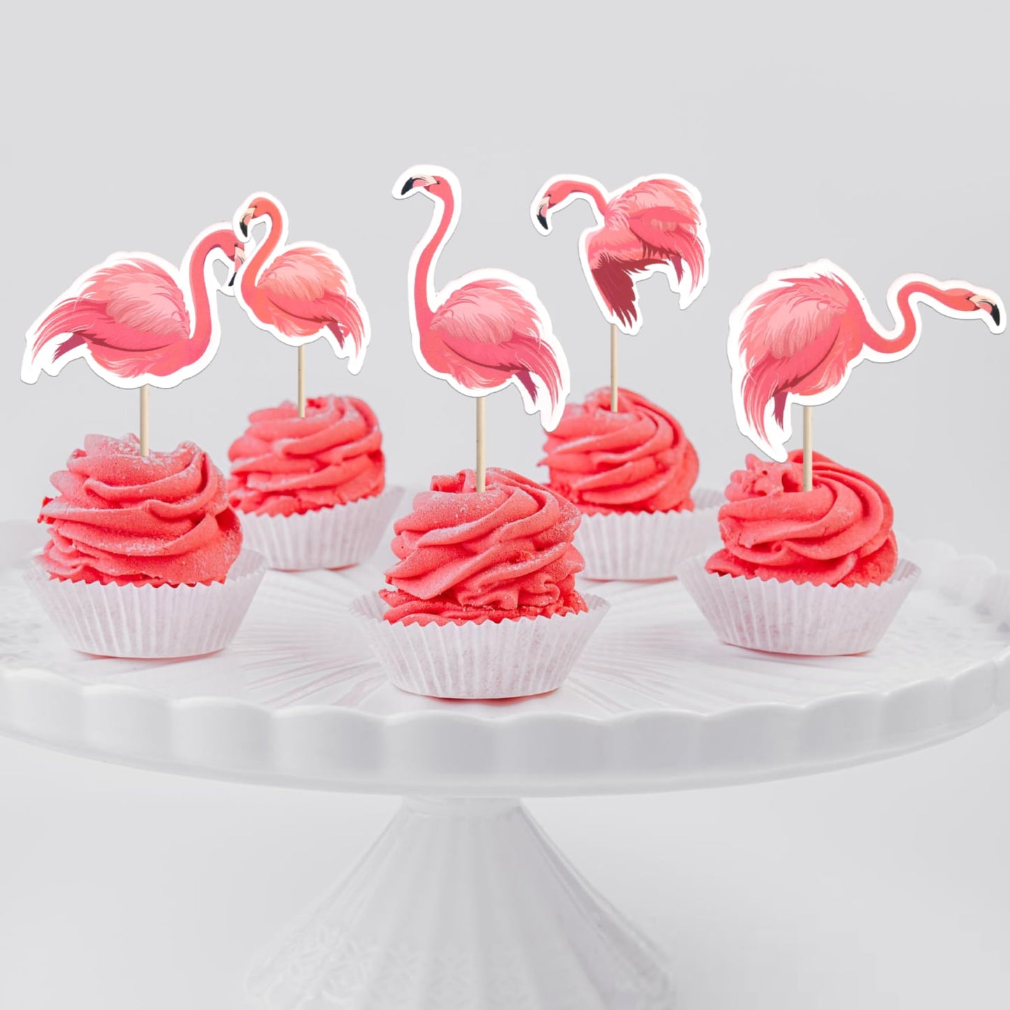 ZHUOWEISM 36 PCS Luau Flamingo Cupcake Toppers Double-Sided Tropical Picks for Summer Hawaiian Theme Events, Pattern 6