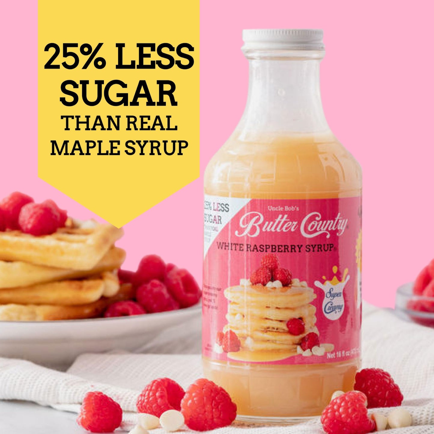 Rich & Creamy Buttermilk Syrup White Raspberry Flavor By Uncle Bob'S Butter Country 16 Fl Oz/1 Pack