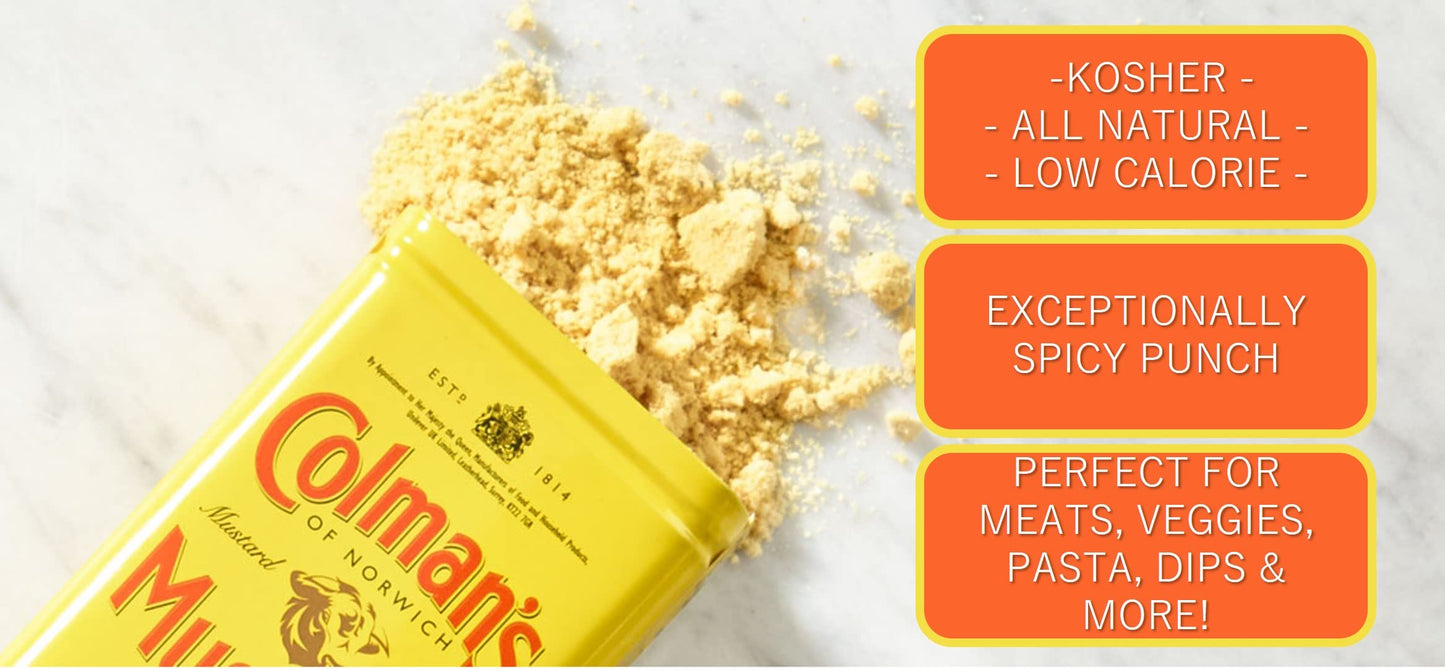 Colman'S Dry Mustard Powder 4Oz (Pack Of 2) | Hot & Tangy | Grilling, Dips, Dressings, Marinades |